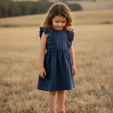 Love Henry - Girls Florence Summer Dress - Navy Linen