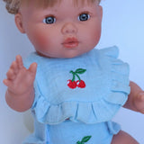 SALLI COLLECTIVE - Dolls Cherry Frilled Bib & Diaper Set 🍒