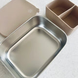 Cuddle Bug & Co - Stainless Steel Bento Box with Silicone Divider Almond