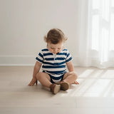 Love Henry - Baby Boys Rugby Polo Romper - Blue Stripe