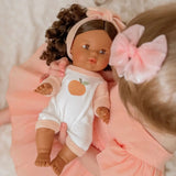 SALLI COLLECTIVE - Dolls Peaches & Cream  Romper+Bow Set🍑
