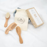 Living Textiles - 3pc Baby Wooden Brush & Comb Set