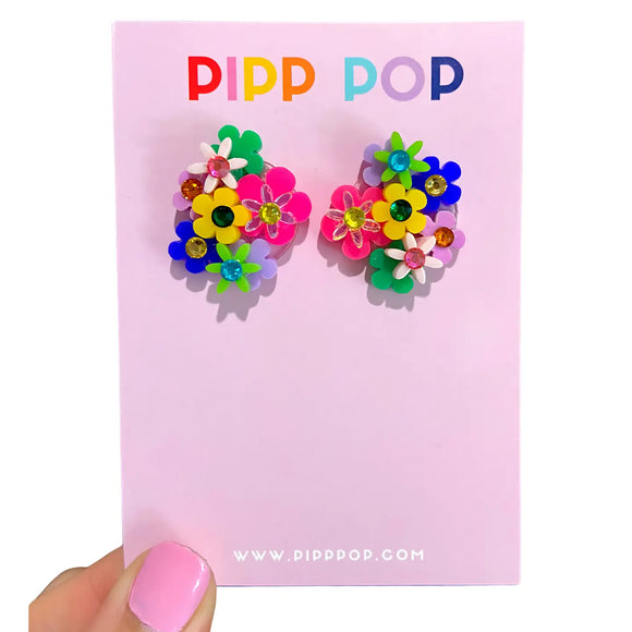 Pipp & Pop - Flower Bouquet Studs - Rainbow
