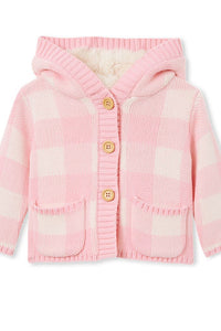 Milky - Pink Check Baby Hooded Jacket
