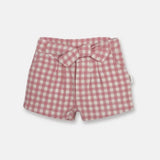 Love Henry - Girls Tie Waist Shorts - Pink Check