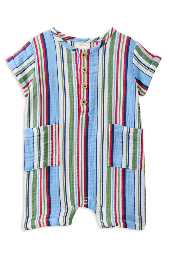 Milky - Crinkle Stripe Romper