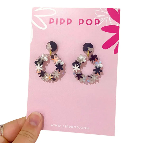 Pipp & Pop - Flower Dangles - Black & Whites