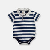 Love Henry - Baby Boys Rugby Polo Romper - Blue Stripe