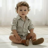 Love Henry - Baby Boys Oxford Dress Shirt Romper - Tan Check