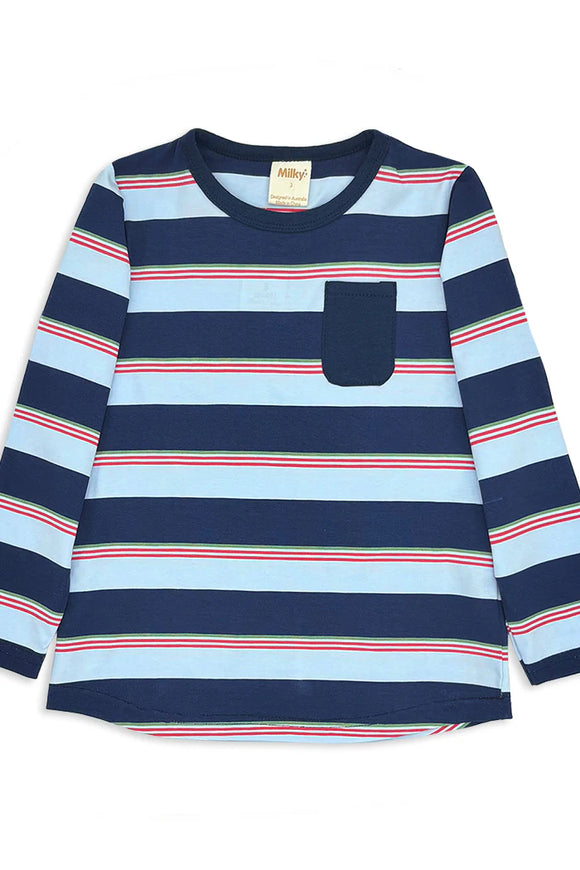Milky - Midnight Stripe Pocket Tee