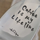 Samantha's Studio - "Coffee Is My Lifeline'" Quote Cutlery (Spoon),Hand Stamped