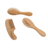 Living Textiles - 3pc Baby Wooden Brush & Comb Set