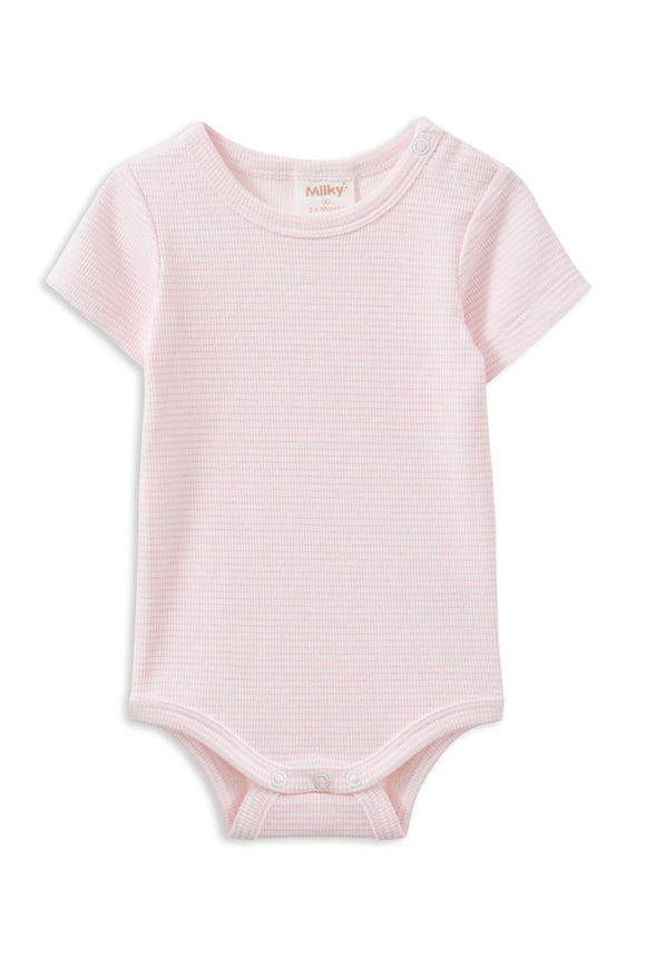 Milky - Pink Stripe Rib Bubbysuit
