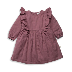 Tiny Twig - Ruffle Dress L/S - Rose Crinkle