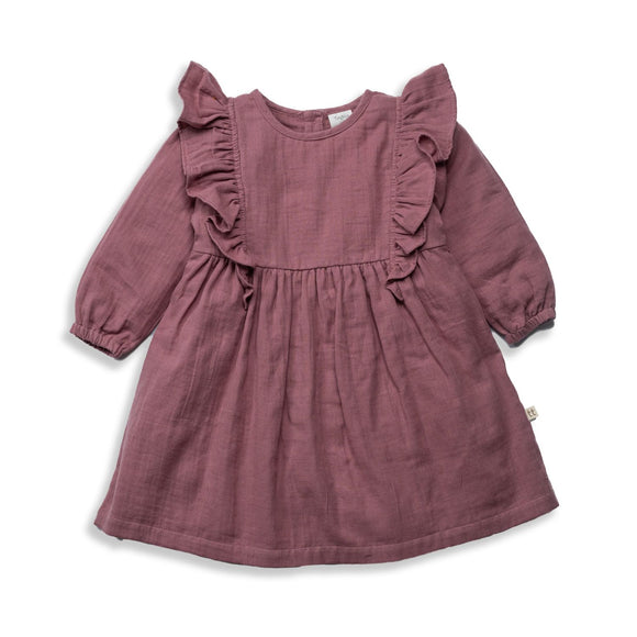 Tiny Twig - Ruffle Dress L/S - Rose Crinkle