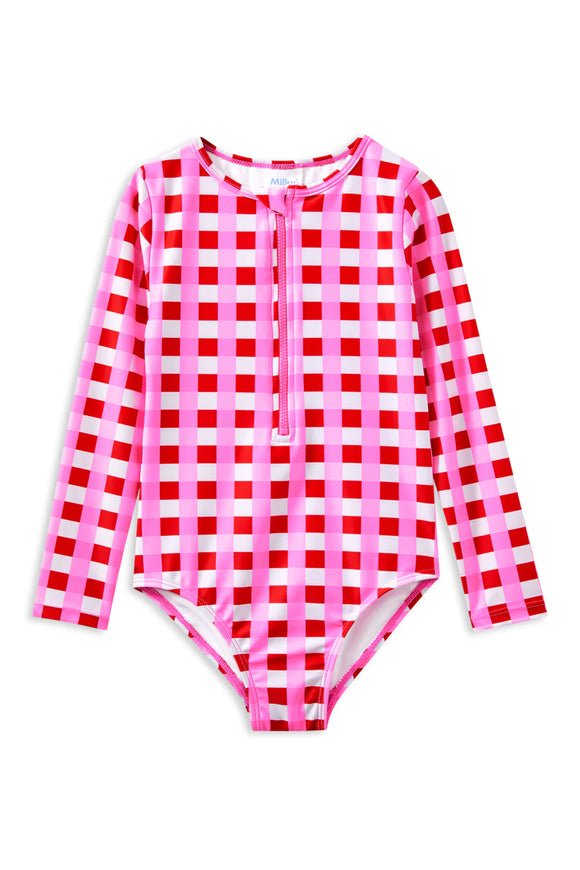 Milky - Lollipop Check Long Sleeve Swimsuit