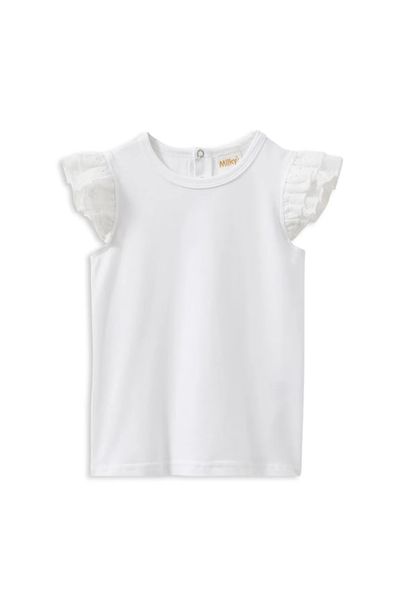Milky - White Broderie Frill Tee