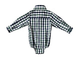 Little Windmill Clothing Co - "Cody" Green and Navy Gingham Long Sleeve Baby Romper