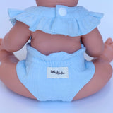SALLI COLLECTIVE - Dolls Cherry Frilled Bib & Diaper Set 🍒