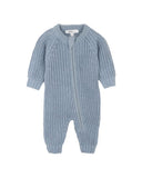 Bebe - BLUE KNITTED ZIP ROMPER