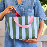 Project Ten - Mini Tote – Green Blue Stripe