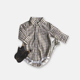 Love Henry - Baby Boys Oxford Shirt Romper - Tan Check