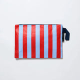 Project Ten - Red Blue Stripe Large Zip Pouch