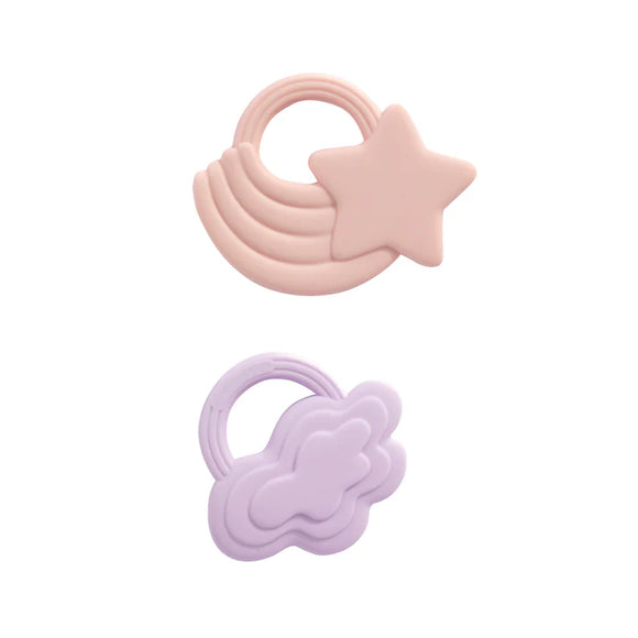 Playground - 2pk Silicone Teether - Stars & Cloud Pink