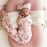 Snuggle Hunny - Jersey Wrap & Topknot Set - Boots & Bows