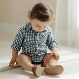 Love Henry - Baby Boys Dress Shirt Romper - Blue Check 26