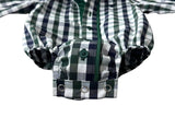 Little Windmill Clothing Co - "Cody" Green and Navy Gingham Long Sleeve Baby Romper