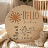 Timber Tinkers - Hello I'm Here Sun Wooden Birth Disc