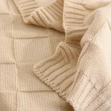 Living Textiles - Pram Knitted Blanket - Checkered Sand