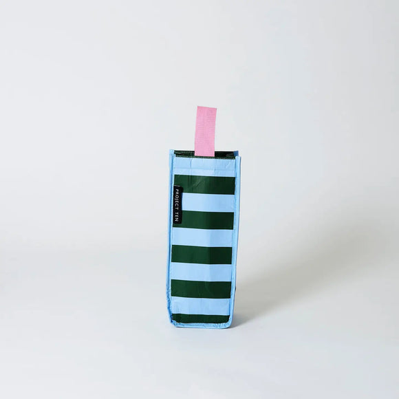 Project Ten - Green Blue Stripe Wine Bag