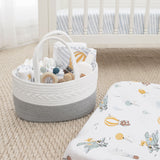 Living Textiles - Cotton Rope Nappy Caddy with Divider - Grey/White