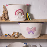 Living Textiles - Cotton Rope Embroidered Hampers - Rainbow