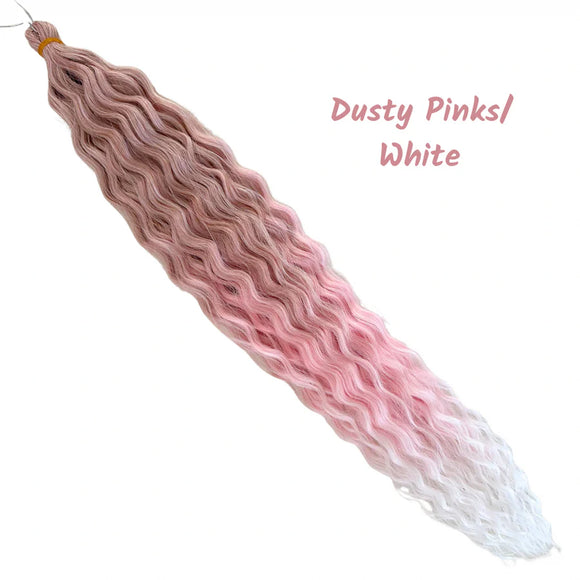 Poppet Locks - Wavy Braiding Hair - Dusty Pinks/White - 20” - 100g