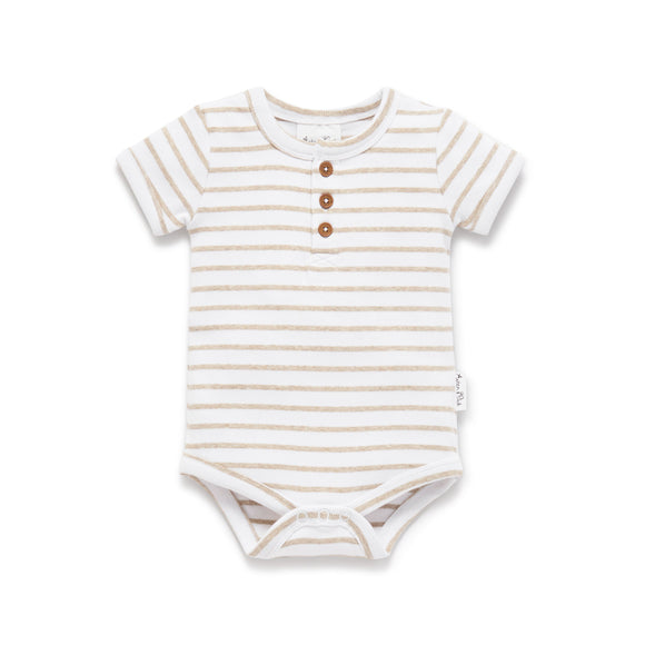 Aster & Oak - Stripe Rib Henley Onesie