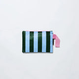 Project Ten - Green Blue Stripe Mini Zip Pouch