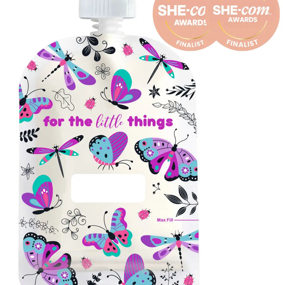 Sinchies - 150ml Reusable Food Pouches - Flutterbys - Pack of 5