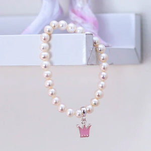 Lauren Hinkley - Pearl Bracelet with Pink Crown