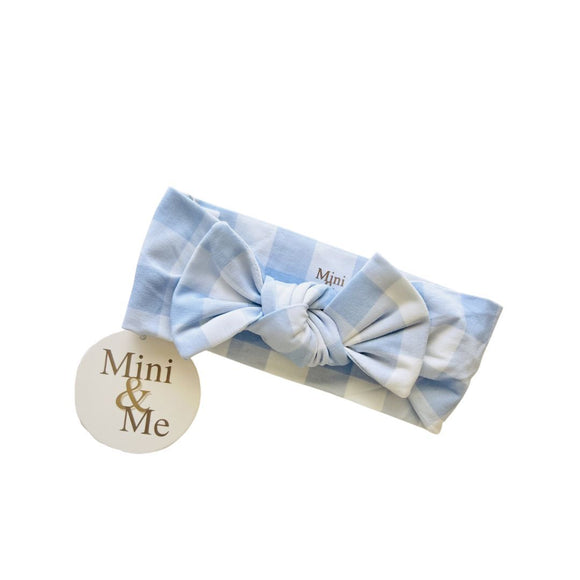 Mini & Me - Topknot Headband Blue Gingham
