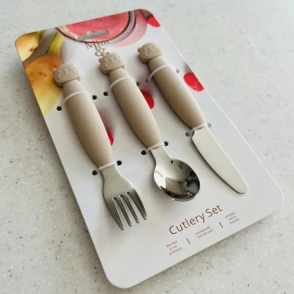 Cuddle Bug & Co - Mini & Me Metal Cutlery Set Almond