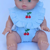 SALLI COLLECTIVE - Dolls Cherry Frilled Bib & Diaper Set 🍒
