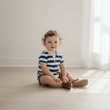 Love Henry - Baby Boys Rugby Polo Romper - Blue Stripe