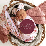 Snuggle Hunny - Birds & Blooms & Raspberry Reversible Milestone Cards
