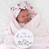 Snuggle Hunny - Birds & Blooms & Raspberry Reversible Milestone Cards