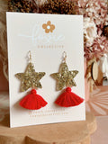Foxie Collective - Star Dust Dangles | Gold Sparkle + Red