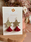 Foxie Collective - Star Dust Dangles | Gold Sparkle + Merlot
