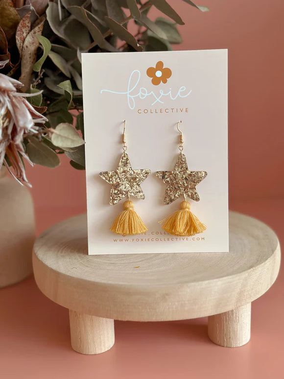 Foxie Collective - Star Dust Dangles | Gold Sparkle + Mustard